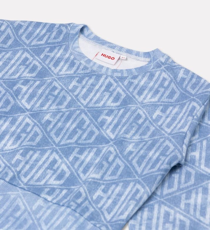 Hugo Denim-effect Geometric Logos Loose-fit Sweatshirt, Packshot View