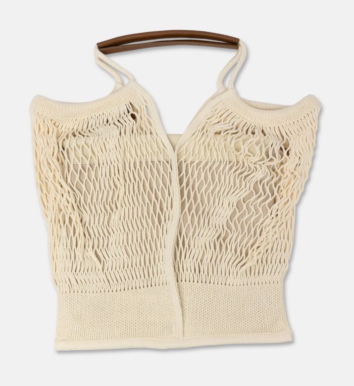 Hereu Leather-details Filt Net Tote Bag, Brown, Packshot View