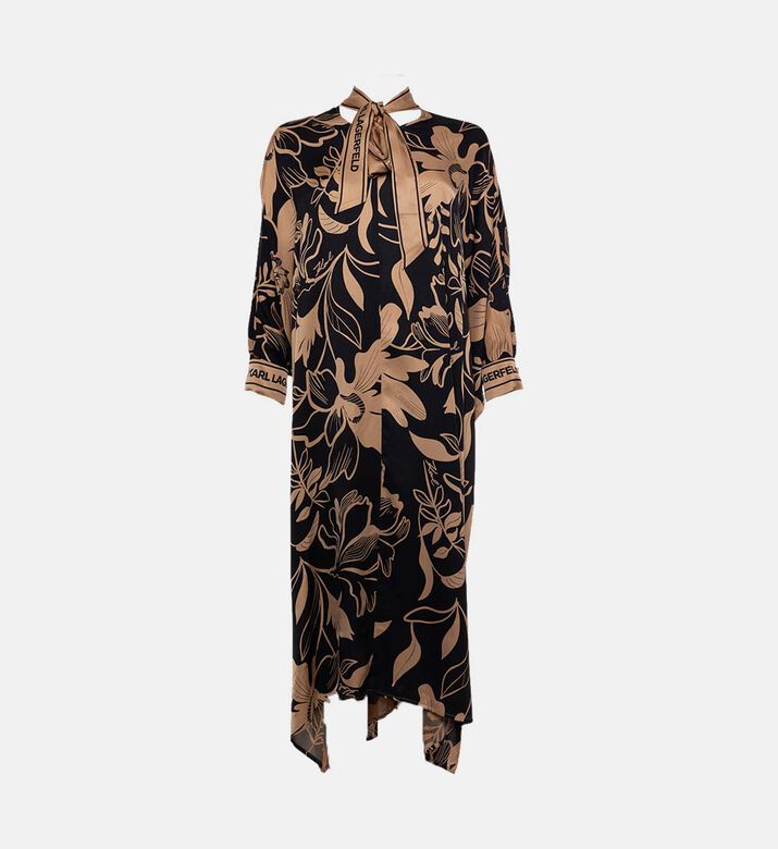 فستان طويل بحافة غير متماثلة