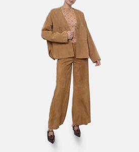 Forte-Forte Suede Leather Long-sleeve Kimono, Model View