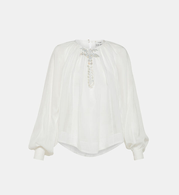 قميص مطرز بأكمام منفوخة