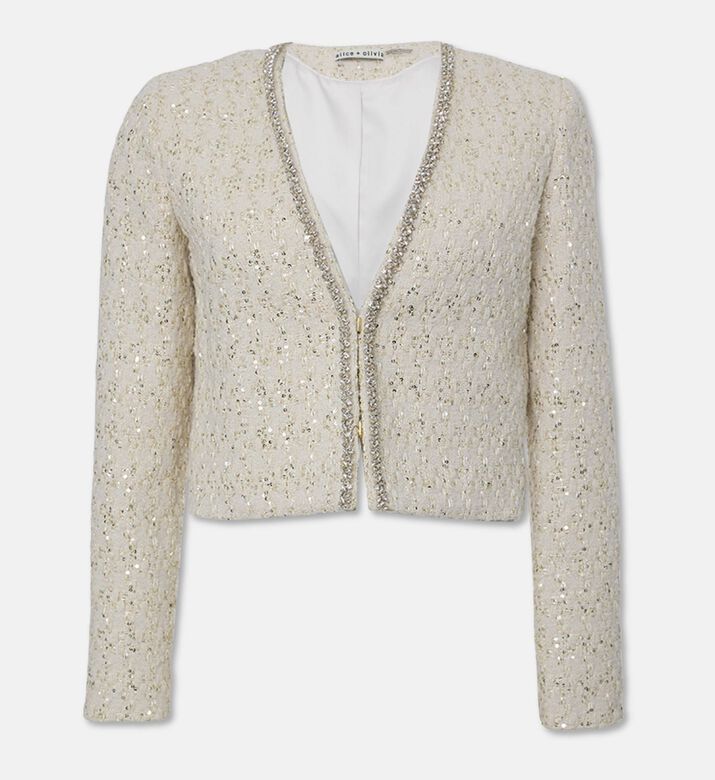 Alice and Olivia Kidman Tweed Cropped Jacket, Packshot View