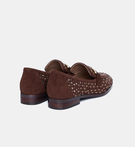 حذاء مسطح لوفرز مزين بأحجار الراين بجلد سويد