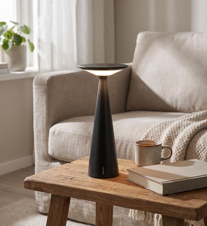 Zafferano Damina Tapered Table Lamp, Black, Packshot View