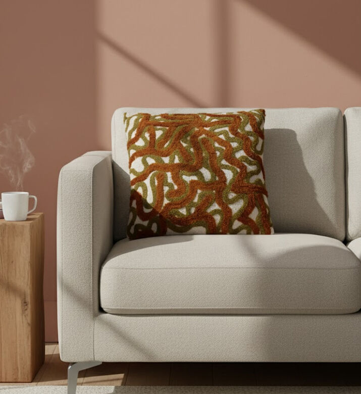 Home Deco and More Scribble Cotton Square Cushion, Packshot View