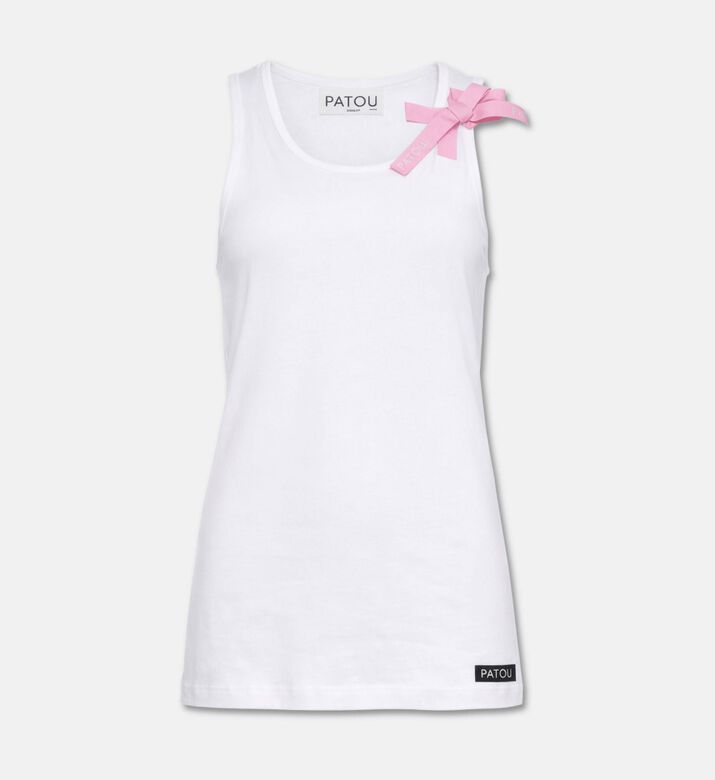Patou Fitted Shoulder-knot Top, White, L, Packshot View