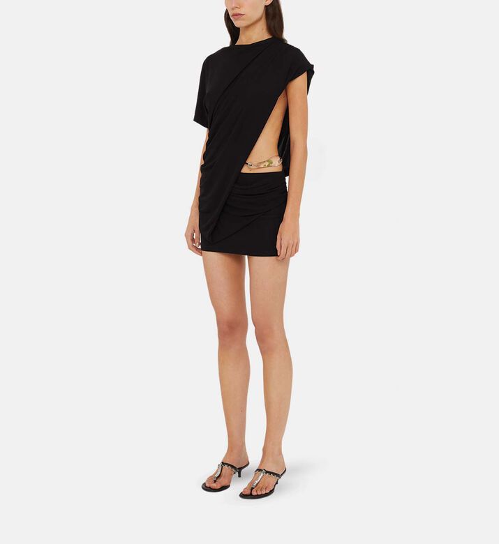 Metal-detail Draped Mini Dress