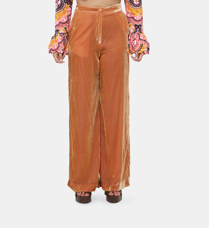 سروال الأميرة المخملي عالي الخصر