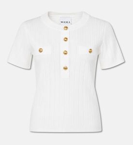 Weill Pointelle Knit Short-sleeve Sweater, Packshot View