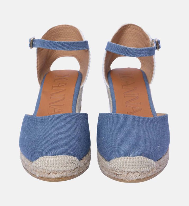 حذاء إسبادريل لورا جلد بكعب ويدج دنيم