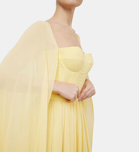 Chiffon Cape Sleeve Corset Dress