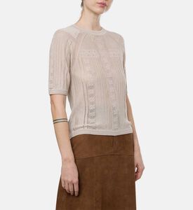 Ba and Sh Knit Button-down Cardigan, Light-beige, L, Model View