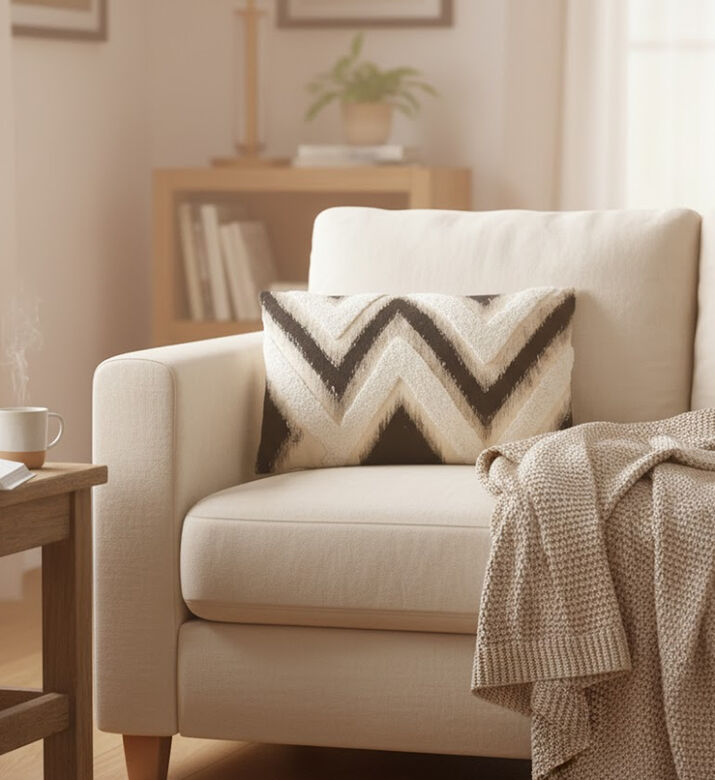 Home Deco and More Edin Cotton Square Cushion, Packshot View