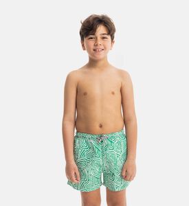 شورت سباحة قصير أخضر بطبعة متاهة