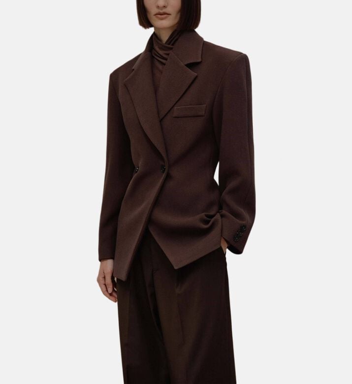 Button Closure Long-sleeve Blazer