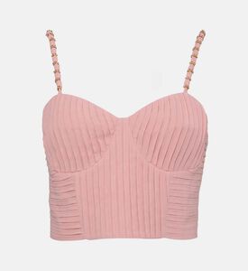 بلوزة قصيرة بدون أكمام بطيات