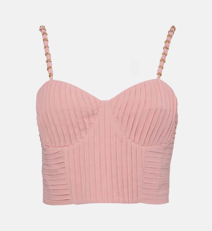 بلوزة قصيرة بدون أكمام بطيات