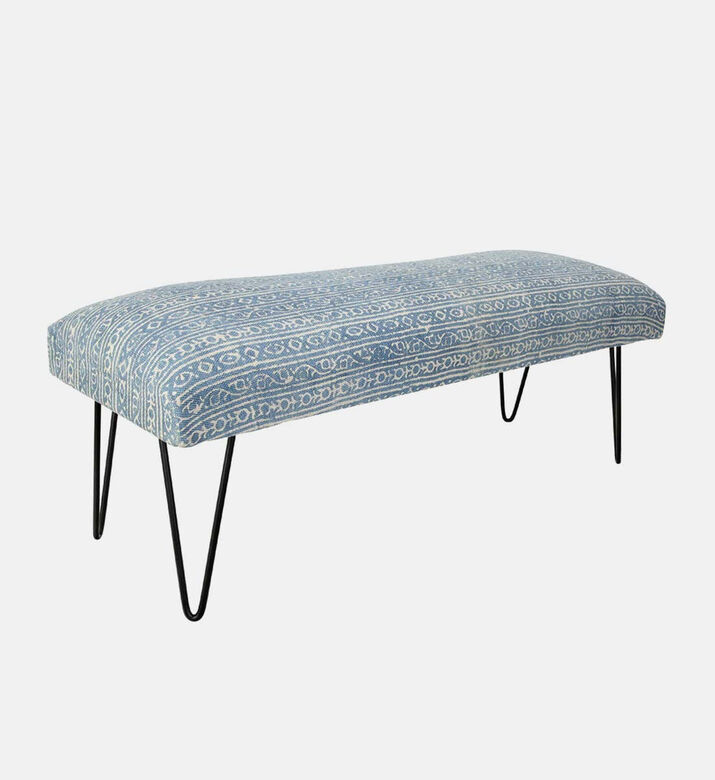 Home Deco and More Cotton Iron Legs Durry Print Bench, Packshot View