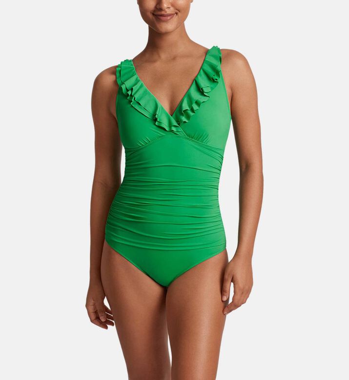 بدلة سباحة بياقة في بقطعة واحدة مكشكشة