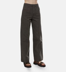 Canvas Patch Pockets Wide-leg Pants