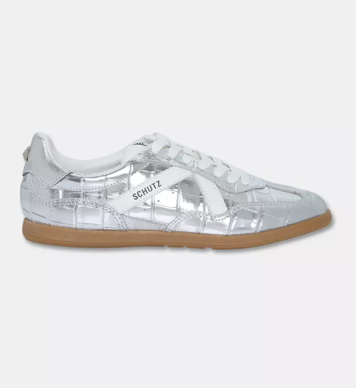 Schutz Metallic Croc-embossed Sneaker, Packshot View