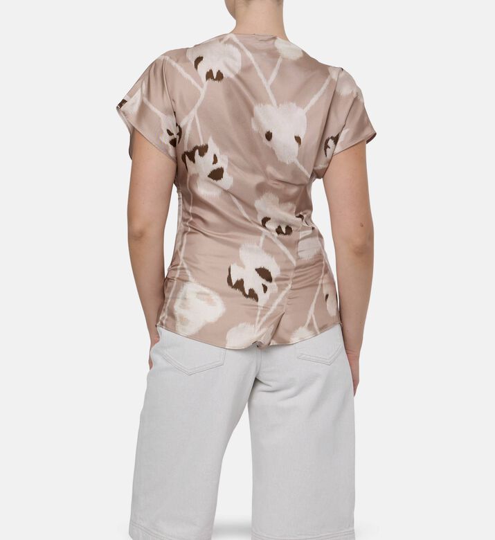 Soeur Fedora Draped-neck Printed Blouse, Model View