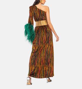 Autumn Rain Velvet One-shoulder Feather Maxi Dress Autumn Rain Velvet One-shoulder Feather Maxi Dress