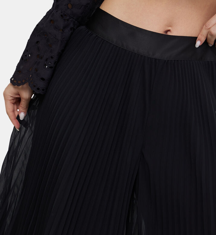 Wide-legged Flared Pleated Pants