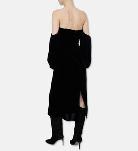 Forte-Forte Velvet Sweetheart Neck Midi Dress, Model View