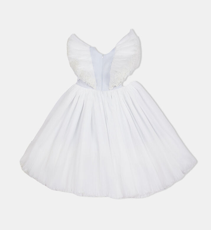 Girl Ruffled-sleeve Flared Dress