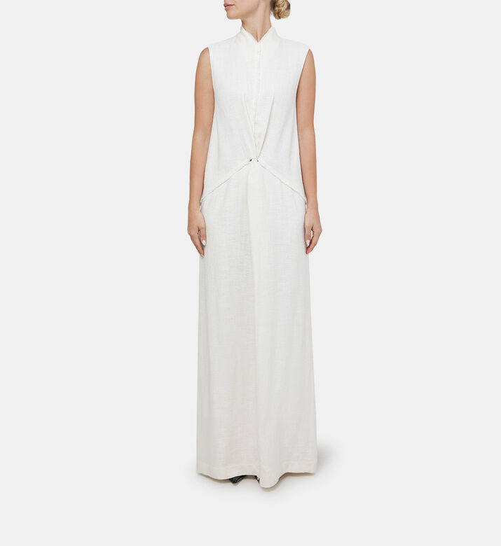 فستان برونوين ماكسي بعقدة أمامية