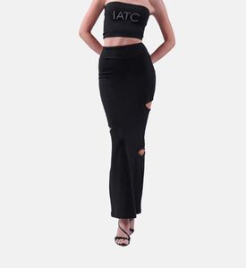Cut Out Maxi Black Skirt