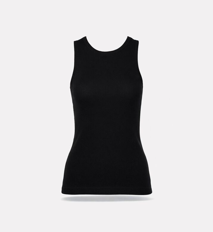 Ganni Logo-embroidery Sleeveless Top, Black, L, Packshot View
