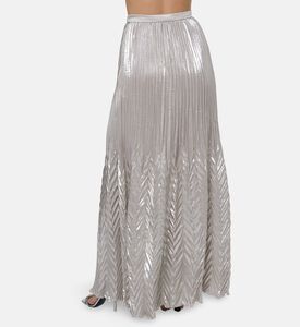 Blue For Burgundy Metallic Chevron-style Column-cut Maxi Skirt, Model View