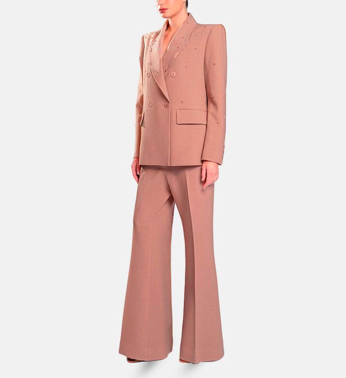 Michael Cinco Rhinestone-embellished Long-sleeve Blazer, Light-brown, Xl, Model View