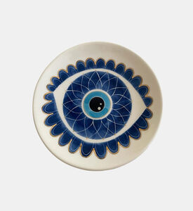 طبق العين الشريرة سيراميك مزجج بلون ذهبي 17.5 سم