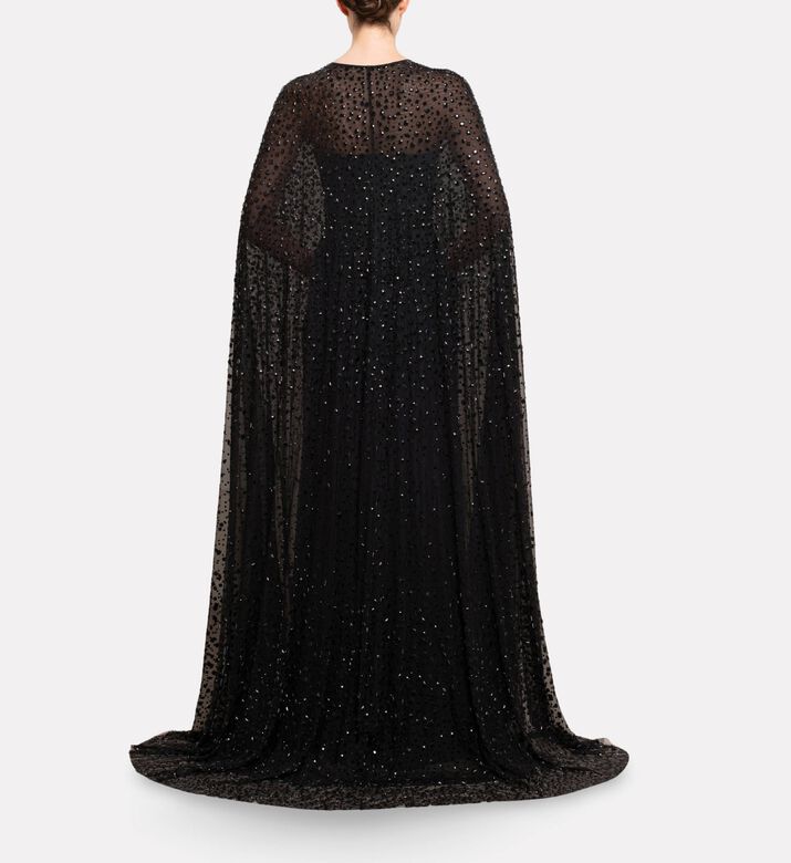Michael Cinco Draped Cape Dress, Model View
