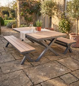 Home Deco and More Bari Dining Table Two Bench Set, Packshot View