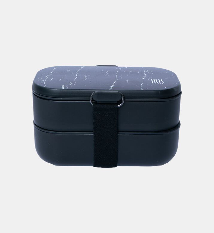 Iris Barcelona Bento Leaf-print Cutlery Lunchbox, Black, 1.35-l, Packshot View