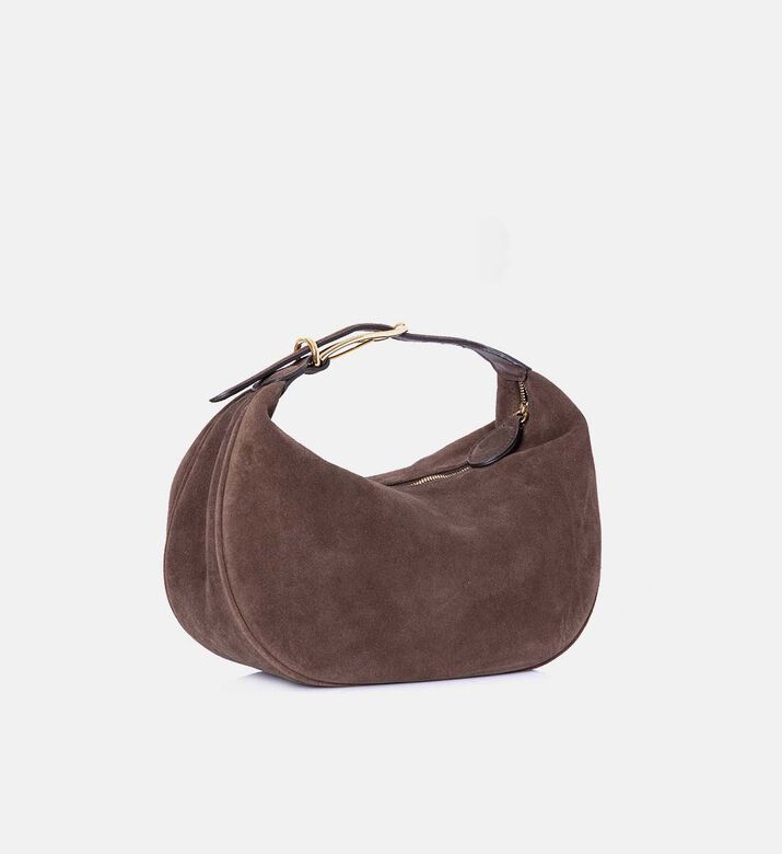 Suede Top Handle Moon Hobo Bag