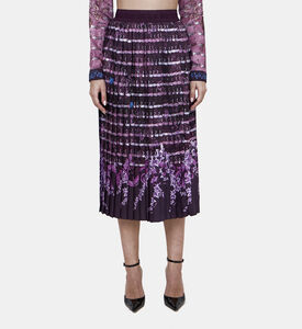 Swan Print Pleated Skirt