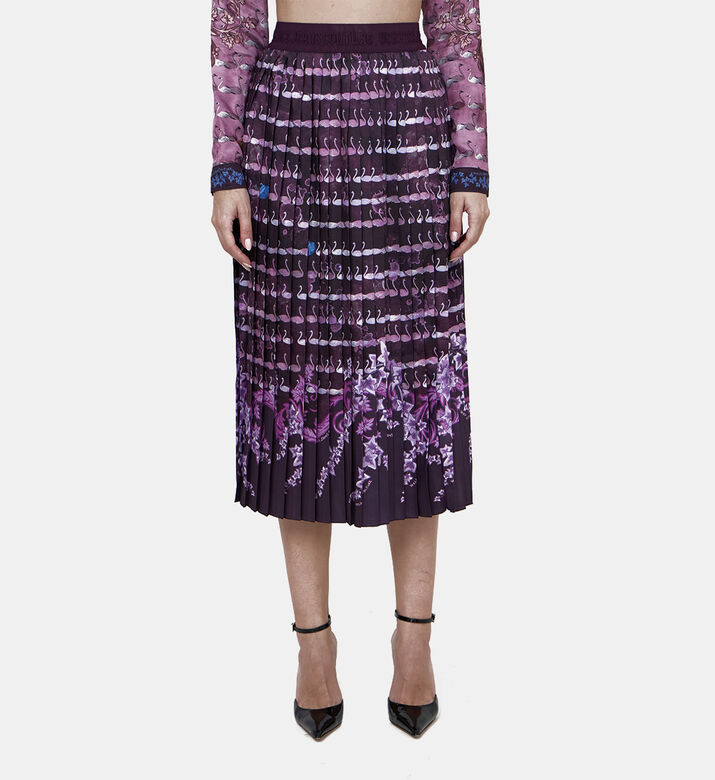 تنورة بطبعة بجعة بطيات