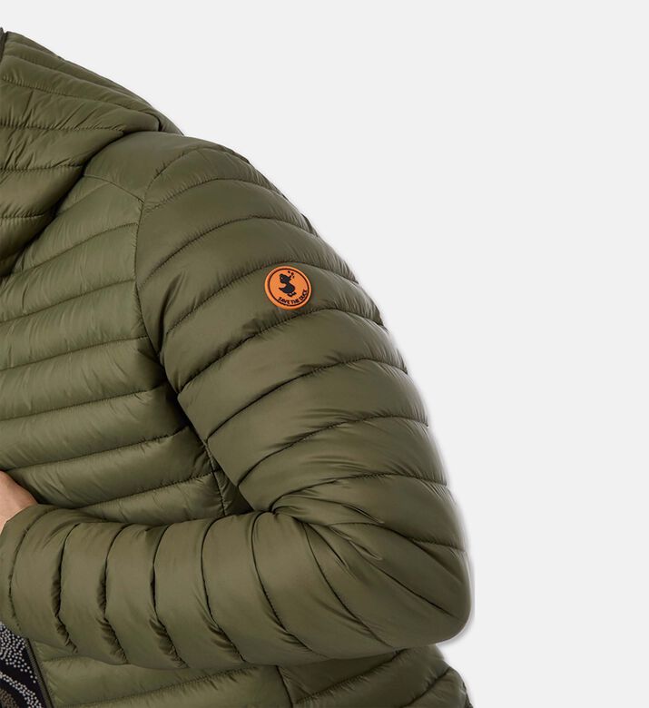 Save the Duck Side Logo Puffer Jacket, Olive, Xl, Model View