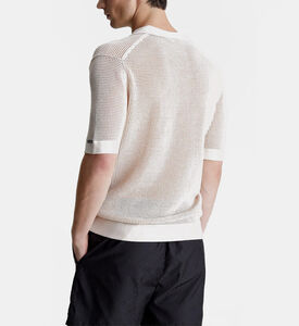 تيشيرت بولو شاطئي محبوك بنقشة مفرغة