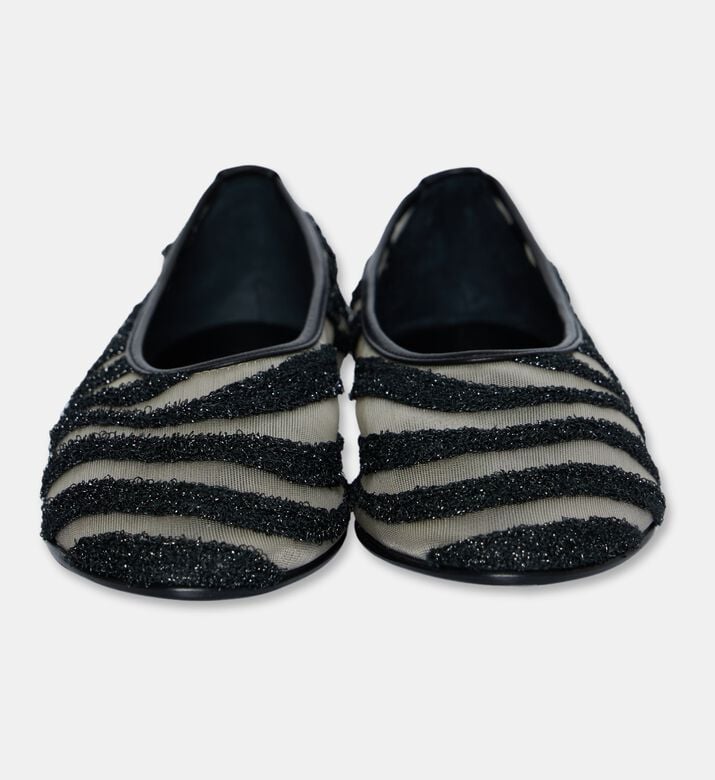Atana Silver Mesh Zebra-stripe Ballerinas, Packshot View