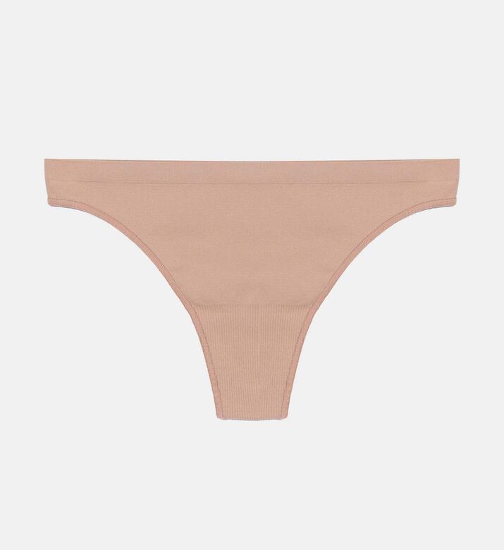 Elasticated Waist Ribbed Thong