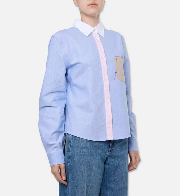Marni Embroidered Logo Cropped Shirt, Model View