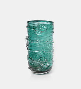 مزهرية من كريستال زيتي أخضر