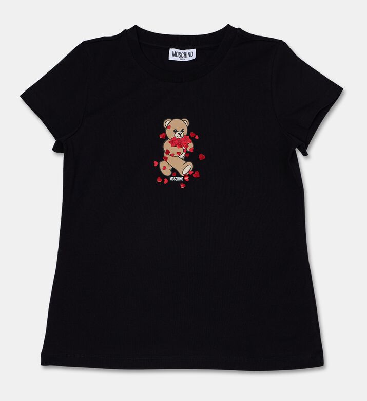 Moschino Kids Heart-accent Teddy Short-sleeve T-shirt, Black, 12y, Packshot View