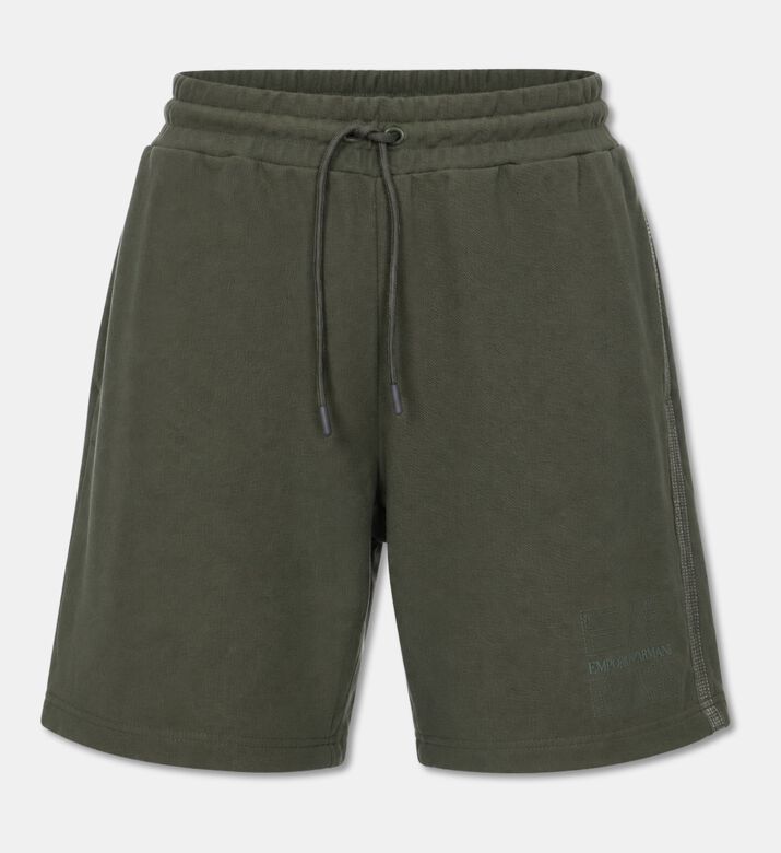 EA7 Cotton Leg Logo Bermuda Shorts, Olive, L, Packshot View